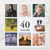 40e verjaardag foto collage wijn etiket (Enkel label)