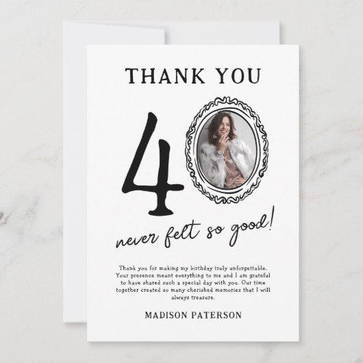 40e verjaardag foto dank je wel kaart (Voorkant)