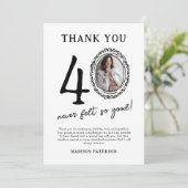 40e verjaardag foto dank je wel kaart (Staand voorkant)