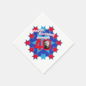 40e verjaardag foto en naam rode ster napkins servet (Hoek)
