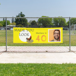 40e verjaardag Foto Fun Chicken Rooster Spandoek