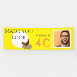 40e verjaardag Foto Fun Chicken Rooster Spandoek