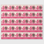 40e verjaardag foto fun crème roze wrapping cadeaupapier (Vlak)