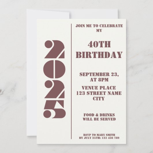 40e verjaardag foto geboren 1985 Uitnodiging (Achterkant)