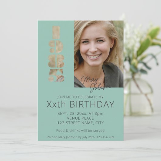 40e verjaardag foto geboren in 1985 blauwgroen bla kaart (Staand voorkant)