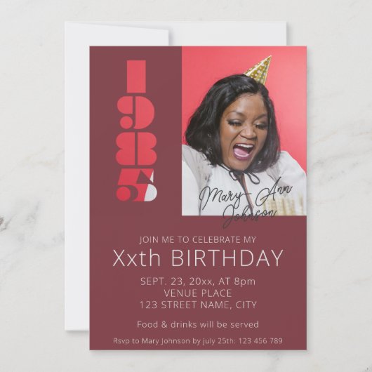 40e verjaardag foto geboren in 1985 Bourgondië roo Kaart (Voorkant)