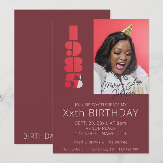 40e verjaardag foto geboren in 1985 Bourgondië roo Kaart (Voorkant / Achterkant)