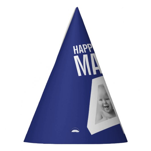 40e verjaardag foto gepersonaliseerde blauw wit feesthoedjes (Links)