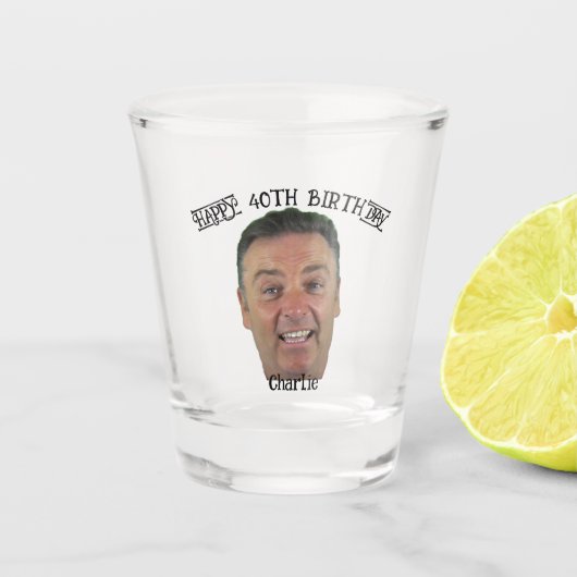 40e verjaardag foto gepersonaliseerde shot glas ca (Voorkant)