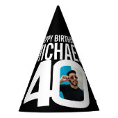 40e verjaardag foto gepersonaliseerde wit zwart feesthoedjes (Voorkant)