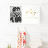 40e verjaardag Foto Gold Confetti Spandoek (Insitu)