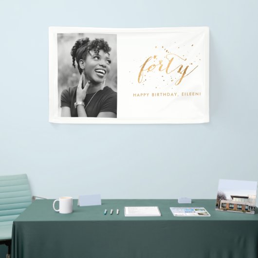 40e verjaardag Foto Gold Confetti Spandoek (Beurs)