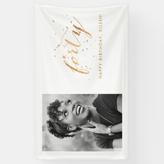 40e verjaardag Foto Gold Confetti Spandoek (Verticaal)