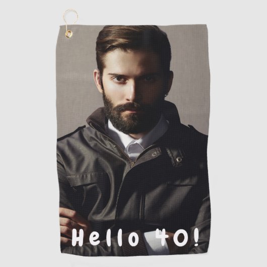 40e verjaardag foto hallo 40 man golfhanddoek (Voorkant)