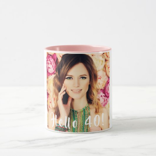 40e verjaardag foto hallo 40 vrouwen mok (Midden)