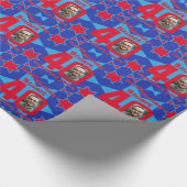40e Verjaardag foto leuk blauw rood cadeau wrap Cadeaupapier (Hoek)