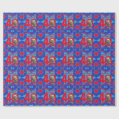 40e Verjaardag foto leuk blauw rood cadeau wrap Cadeaupapier (Vlak)
