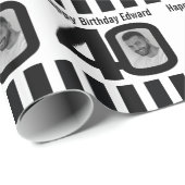 40e Verjaardag foto leuk zwart-wit inpakken Cadeaupapier (Rol Hoek)