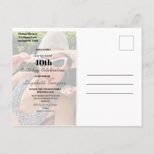 40e verjaardag Foto Lijst Moderne afbeelding Briefkaart (Achterkant)