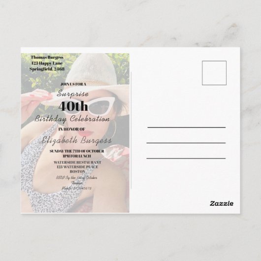 40e verjaardag Foto Lijst Moderne afbeelding Briefkaart (Achterkant)