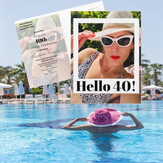 40e verjaardag Foto Lijst Moderne afbeelding Briefkaart