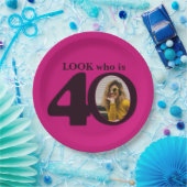 40e verjaardag foto look donkerroze papier bord (Feest)