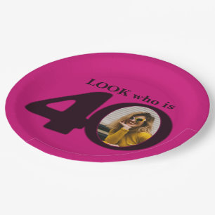 40e verjaardag foto look donkerroze papier bord