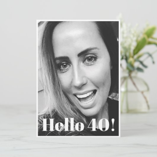 40e verjaardag Foto Modern Elegant Kaart (Staand voorkant)