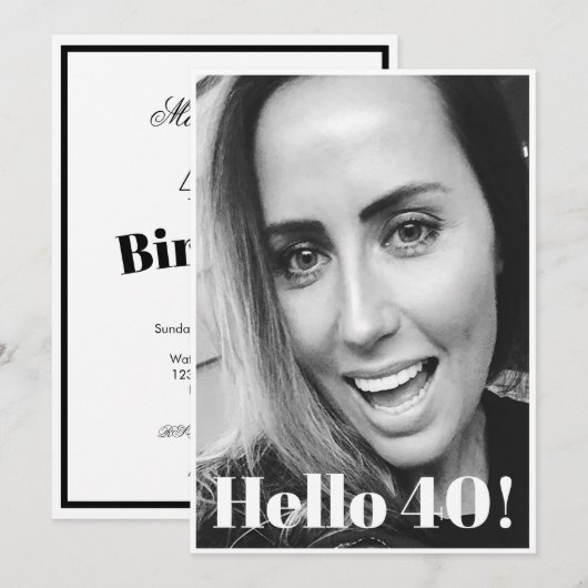 40e verjaardag Foto Modern Elegant Kaart (Voorkant / Achterkant)