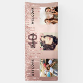 40e verjaardag foto roos gouden glitter sparkle spandoek (Verticaal)