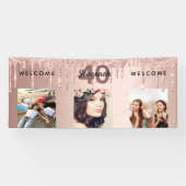 40e verjaardag foto roos gouden glitter sparkle spandoek (Horizontaal)