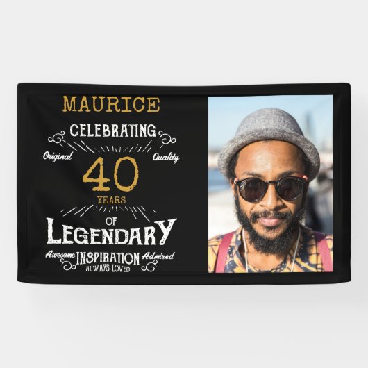 40e verjaardag foto sjabloon Legendary Spandoek (Horizontaal)