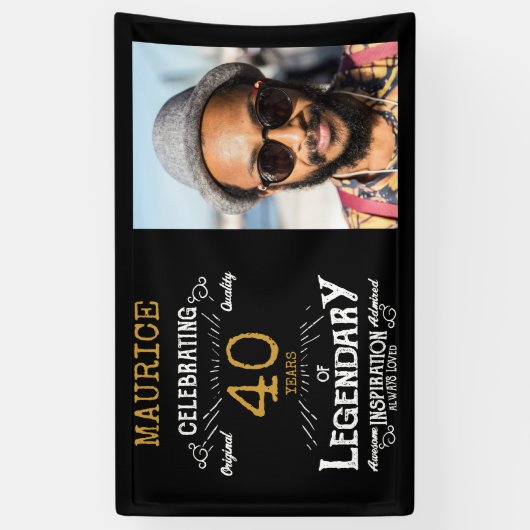 40e verjaardag foto sjabloon Legendary Spandoek (Verticaal)