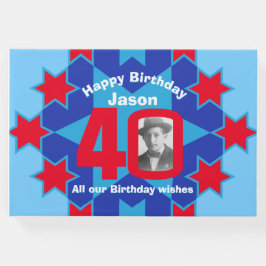 40e verjaardag foto ster rood blauw gastenboek