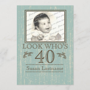 40e verjaardag Foto van oud hout Kaart