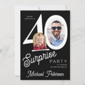 40e verjaardag foto zwart en wit 40 jaar feest kaart (Voorkant)