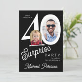 40e verjaardag foto zwart en wit 40 jaar feest kaart (Staand voorkant)