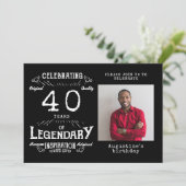 40e verjaardag Foto zwart  Kaart (Staand voorkant)