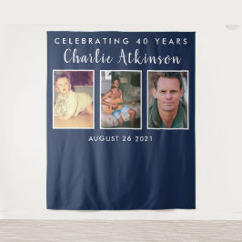 40e verjaardag fotocollage achtergrond banner wandkleed