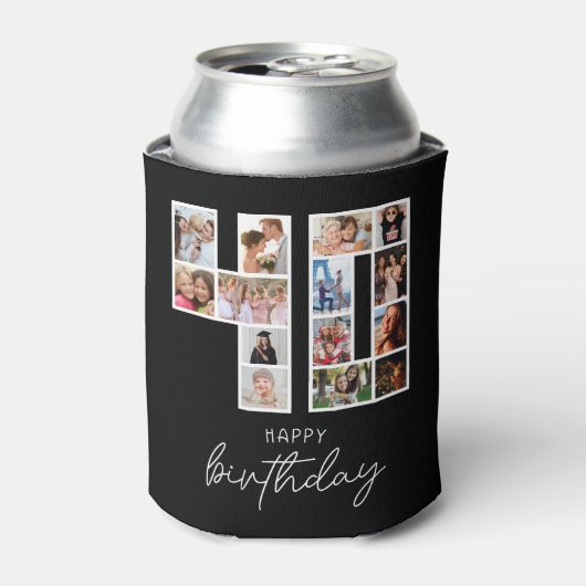 40e verjaardag fotocollage blikjeskoeler (Blikje Voorkant)