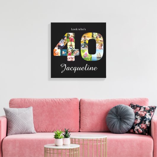 40e verjaardag Fotocollage Canvas Afdruk (Insitu (Woonkamer))
