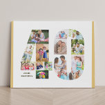 40e verjaardag Fotocollage nummer 40 neutraal Imitatie Canvas Print<br><div class="desc">Creëer je eigen persoonlijke foto cadeau voor een 40e verjaardag. Deze natte fotocollage is in de vorm van het getal 40 op een witte achtergrond met neutraal beige zand/gedempt gele randen en een bronzen moderne typografie. De collage kan 15 foto's houden en de sjabloon is opstelling klaar voor u om...</div>