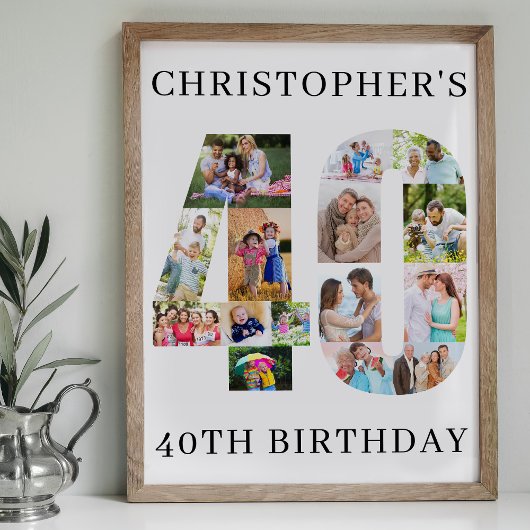 40e verjaardag Fotocollage Nummer 40 Persoonlijk Poster