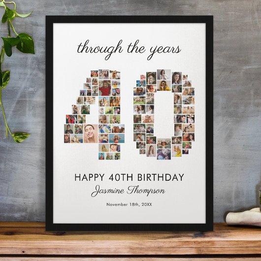 40e verjaardag fotocollage poster