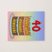 40e verjaardag: Fun Cake and Candles + Custom Name Legpuzzel (Horizontaal)