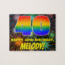 40e verjaardag: Fun, Colorful Celebratory Firework Legpuzzel