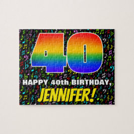 40e verjaardag — Fun, Colorful Music Symbols & "40 Legpuzzel