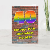 40e verjaardag: Fun Graffiti-geïnspireerde regenbo Kaart (Voorkant)