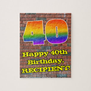 40e verjaardag: Fun Graffiti-geïnspireerde regenbo Legpuzzel