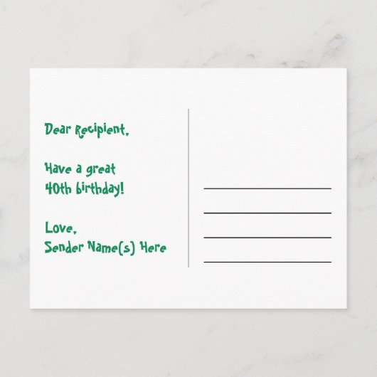 40e verjaardag: Fun Hearts-patroon, Regenboog 40 Briefkaart (Achterkant)